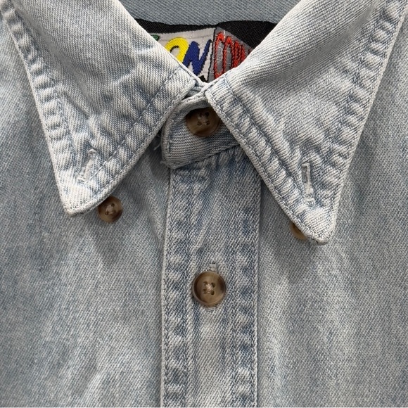 VINTAGE CARTOON CORNER The Flinstones Unisex Size M Denim Collared Long Sleeve - Picture 5 of 9